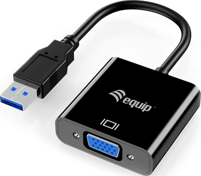 Adaptor USB 3.0 në VGA Equip, Full HD 1080p, i zi