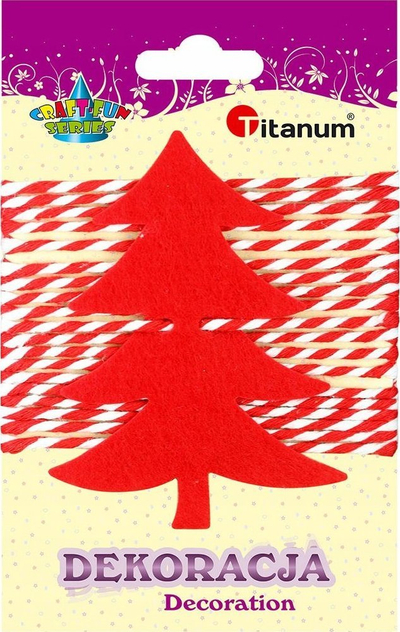 Dekor pemë Krishtlindjeje Titanum Felt Christmas Tree, 77x102mm, e kuqe