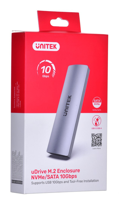 Kuti e jashtme SSD Unitek S1230A, M.2 NVMe SATA, 10Gbps, gri