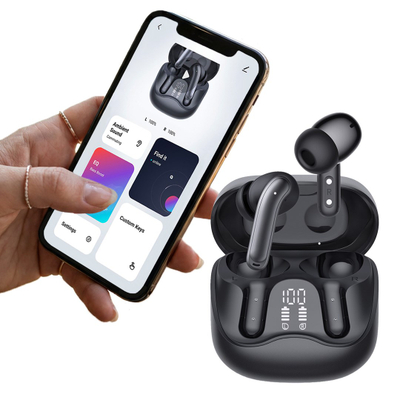 Kufje wireless Audiocore AC591 PRO, hybrid ANC, ENC me 6 mikrofona, me kuti karikimi, të zeza