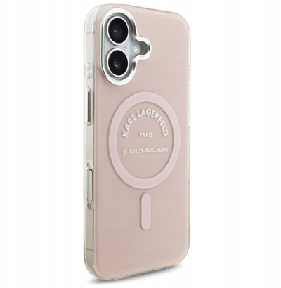Kapak telefoni Karl Lagerfeld IML Karl RSG Logo MagSafe, për iPhone 17, rozë