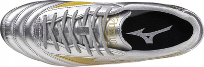 Atlete futbolli Mizuno Morelia II Club FG M P1GA251604, për fushë me bar natyral, sintetike, ngjyrë argjendtë