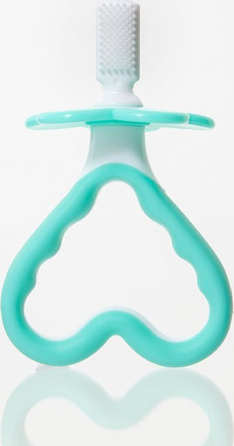 Set furçë edhe kafshues dhëmbësh BrushBaby Teether Brush, 0-18 mujsh, jeshile me të bardhë