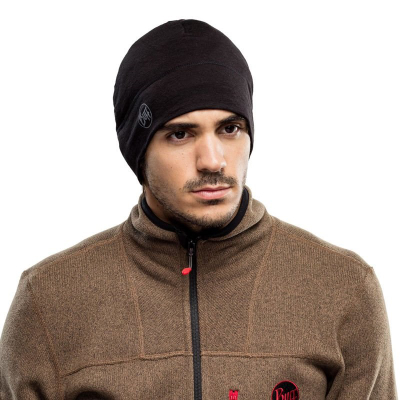 Kapelë Buff Merino Lightweight Beanie, lesh merino 100%, e zezë