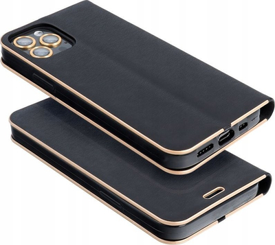 Këllëf libër Vennus për iPhone 16 Pro, lëkurë eko, me magnet, i zi