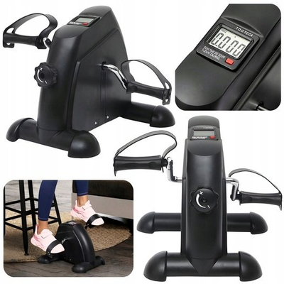 Biçikletë ushtrimore mini Rehabilitation Rotor 2in1, ekran LCD, për duar dhe këmbë, e zezë