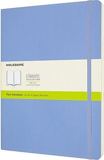 Fletore Moleskine Classic Extra Large, kapak i butë, faqe të bardha, blu Hydrangea