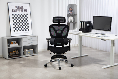 Karrige zyre ergonomike Activejet YK848 BK, me mbështetëse lumbare, me mbështetëse këmbësh, e zezë
