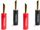 Banana plug Melodika MDBFA4, set 4 copë, i artë, i kuq dhe i zi
