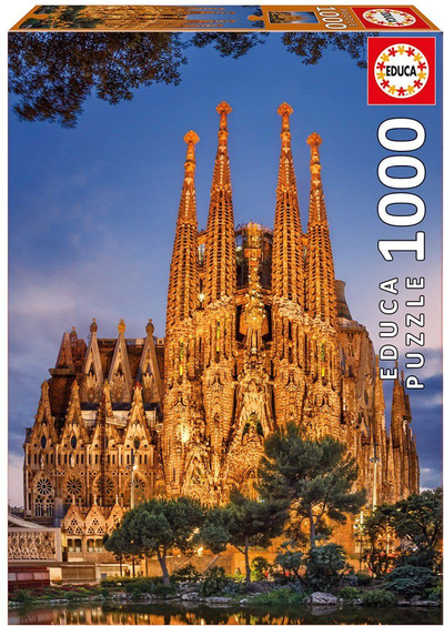 Puzzle Educa Sagrada Familia, 1000 парчиња, панорама Барселона, повеќебоен