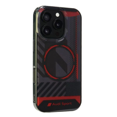 Kapak telefoni Audi Sport IML Hardcase për iPhone 16 Pro 6.3", MagSafe, kuqe e zi
