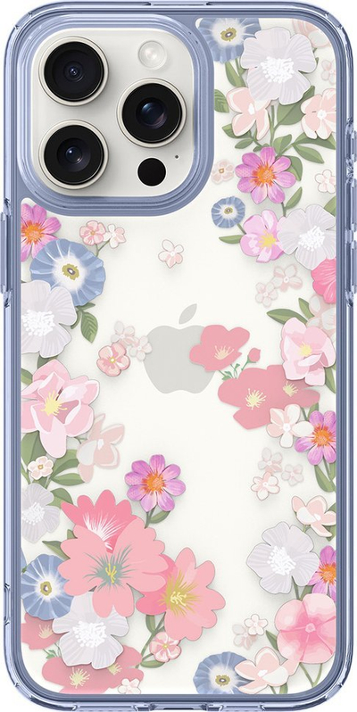 Kapak mbrojtës Spigen Ultra Hybrid Blossom për iPhone 15 Pro, TPU edhe polikarbonat, transparent me lule