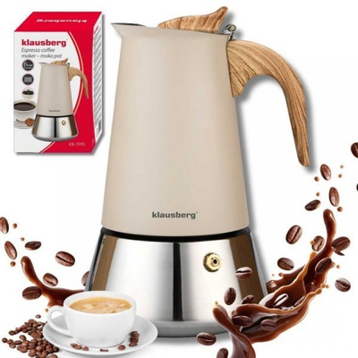 Xhezve moka Klausberg KB-7997, 600 ml, për induksion, ngjyrë krem