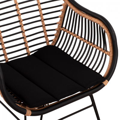 Poltron Allegra HM5663, metal wicker, me jastëk, bezhë e zezë