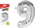 Balon dekorativ MFP numri 9, 75 cm, argjendtë