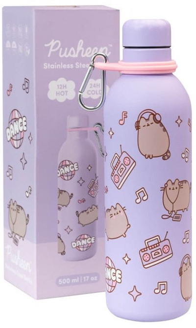 Shishe uji metalike Grupo Erik Pusheen, 500ml, për pije të nxehta edhe të ftohta, shumëngjyrëshe