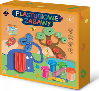 Set loje plastelinë Askato Plastusiowe Zabawy, 4 kavanoza, mosha 3+, shumëngjyrësh