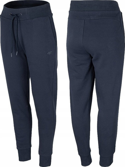 Pantallona treningu për goca 4F, joggers, pambuk, navy blue, XXL