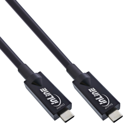 Kabllo USB InLine USB 3.2 Gen 2 AOC, USB C me USB C, 15m, e zezë