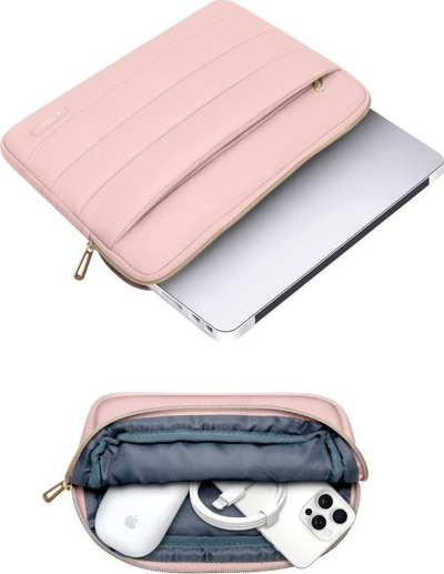 Çantë laptopi Tech-Protect Puffy 13-14", me jastëk mbrojtës, dusty rose