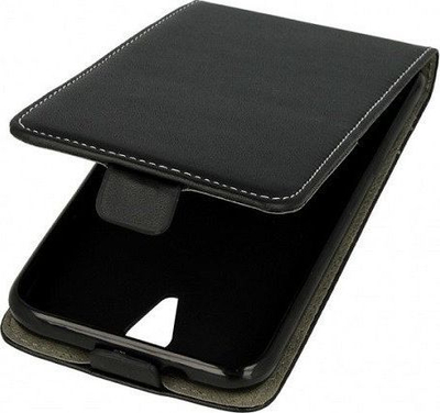 Këllëf vertikal për telefon Samsung Galaxy A50 Slim Flexi Fresh, lëkurë eko, mbyllje me magnet, i zi