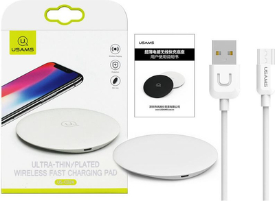 Karikues wireless Usams US-CD24, 10W, me LED, i bardhë