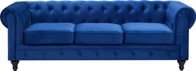 Kauç Beliani Chesterfield, 3 ulëse, kadife, blu e errët