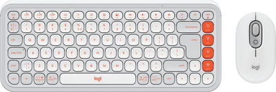 Set tastiere edhe mi Logitech POP Icon, Bluetooth, për disa pajisje, e bardhë edhe portokalli