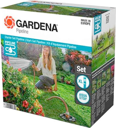 Set Gardena Garden Pipeline Starter, rubinet uji, 2 priza uji, portokalli