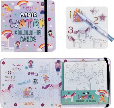 Set me karta uji Floss and Rock Magic Water Cards Fairy Unicorn, për ngjyrosje pa rrëmujë, për fëmijë 3+
