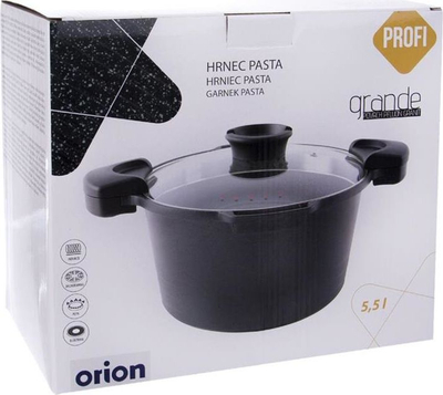 Tengere për makarona Orion Pasta Grande, 5.5L, me kapak qelqi, argjendtë