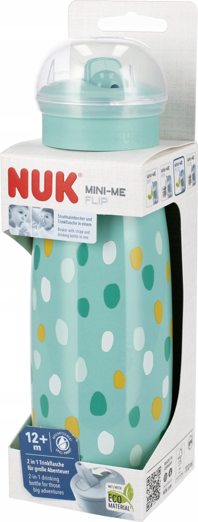 Шише за деца NUK Mini-Me Flip, 2 во 1, 450 ml, тиркизна боја