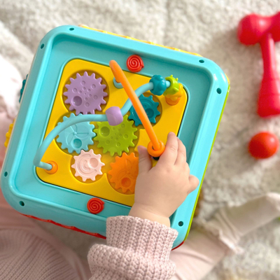 Lodër kub aktiviteti Woopie Baby Montessori, 6 në 1, muzikore, shumëngjyrëshe
