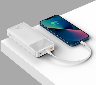 Powerbank me ekran dixhital Baseus Bipow, 20000mAh, 20W, i bardhë