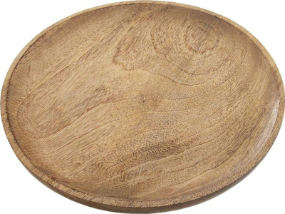 Tabaka dekorative Mango Wood, druri mango, rrethore, kafe natyrale