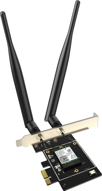Kartë rrjeti Tenda AX5400 PCIe me Intel AX210, WiFi 6E tri band, Bluetooth 5.2, e zezë