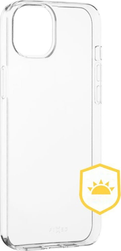 Kapak telefoni FIXED Slim AntiUV për iPhone 15 Plus, TPU i butë, kundër nxirjes, transparent