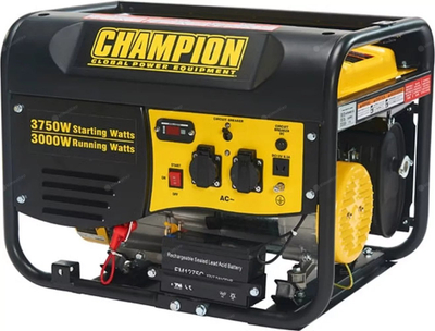 Gjenerator benzine Champion, 3500W, me nisje elektrike, i zi me të verdhë