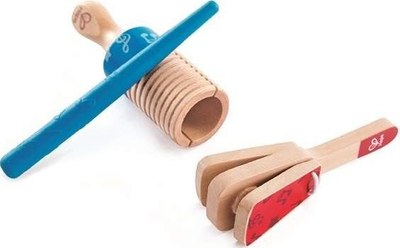Lodër muzikore druri Hape Percussion Duo, set me 3 pjesë, 12m+, e kuqe dhe blu