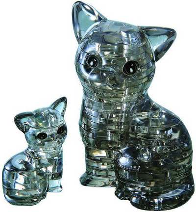Puzzle kristali 3D HCM Couple of Cats, 49 copa, shumëngjyrësh