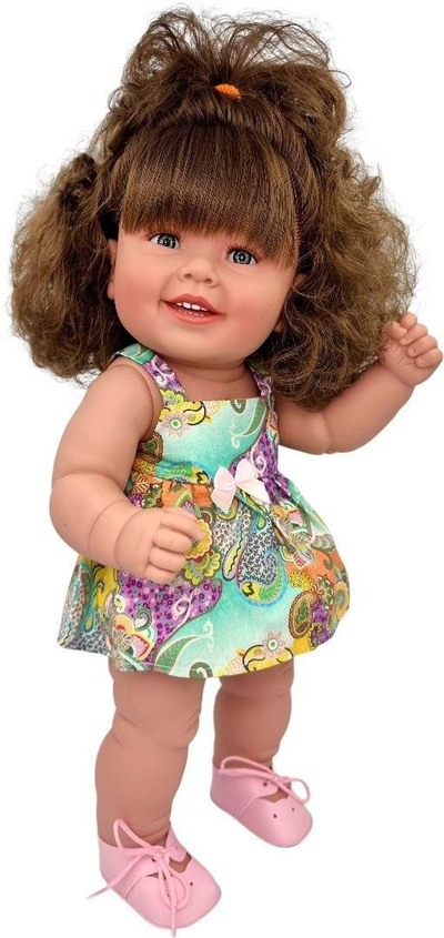 Kukull Manolo Dolls Diana, spanjolle, 47cm, me fustan shumëngjyrësh