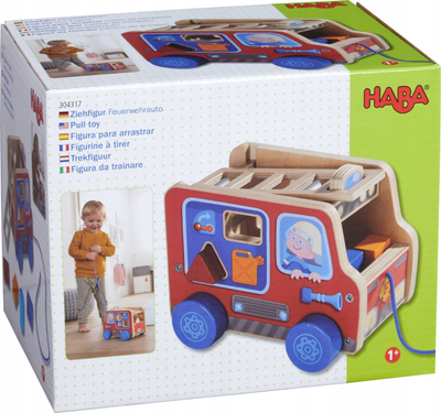 Lodër druri për t’u tërhequr Haba 304317, kamion zjarrfikës, sorter formash, e kuqe