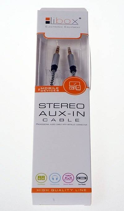 Kabllo Libox Jack 3.5mm - Jack 3.5mm, 1m, e argjendtë 