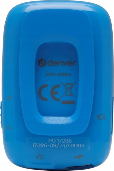 MP3 player Denver MPS-316, ekran 1", Micro SD, blu