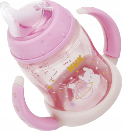 Biberon NUK, 150ml, me dorezë, rozë