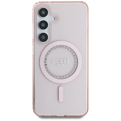 Mbulesë telefoni Guess Guhms25Spftdtep për Samsung S25, me magnet, me rhinestones, rozë