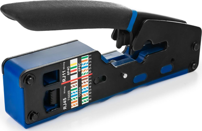Pincë krimpimi Spacetronik NT-CT03 për RJ45, RJ11, RJ12, 3‑në‑1, zi me blu