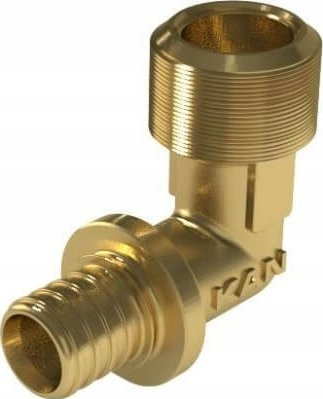 Kënd lidhës Kan-Therm UltraLine-20, me filetë mashkull R1/2", 90°, ngjyrë flori