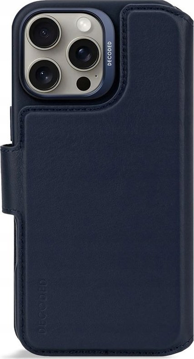 Këllëf-portofol lëkure Decoded Detachable Wallet, për iPhone 16 Pro Max, navy