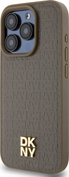 Маска за телефон DKNY DKHMP14LPSHRPSW за iPhone 14 Pro 6.1", тврдa маска од еко кожа, MagSafe, кафеава